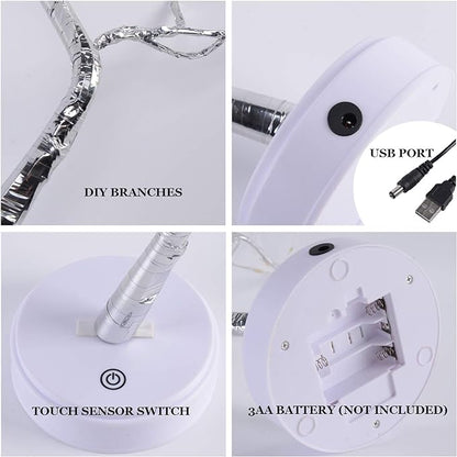 108 LED Sparkly Fairy Tree Lamp, Warm White, Remote Control, USB/Battery, 8 Modes, DIY Bonsai Decor, Festival Decoration Light