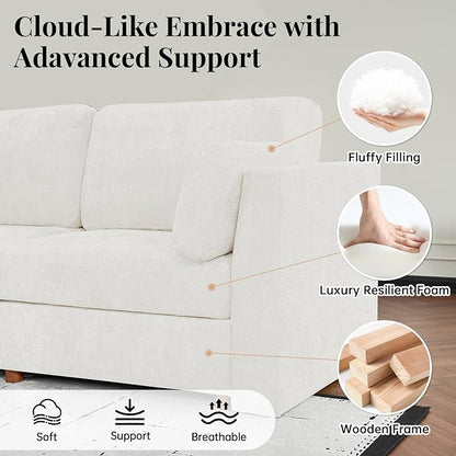 CUGOAO 159'' Modular Sectional Sofa,9-Seater Oversized U-Shaped Sectional Couch with Ottoman, Deep Seat Chenille Cloud Couch, Mordern Upholstered Couches for Living Room, Apartment, Office, Beige