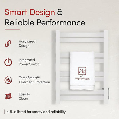 WarmlyYours Heated Towel Warmer Rack, Integrated On/Off Switch