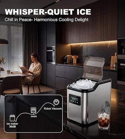 Nugget Ice Makers Countertop, Portable Pebble Ice Machine