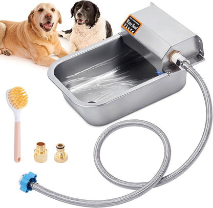 Automatic Water Dispenser for Dog, 3L Dog Water Bowl Dispenser, Stainless Steel Indoor/Outdoor Water Feeder Suitable for Dogs Livestock Chicken Horse, Easy to Clean