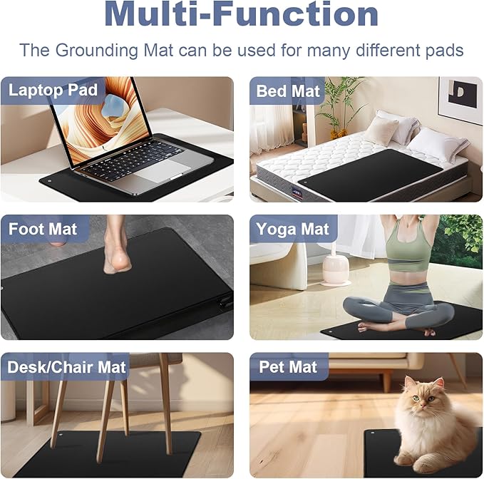 Grounding Mat for Feet,Conductive Carbon Grounding Pad for Health,Earth Connected Grounding Bed Mat with Grounding Cord(13 * 23.6inch)