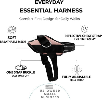 ShawnCo Essential Dog Harness, No-Pull Pet Vest (Rose Gold,XL) | 3 Leash Clips, Easy On, No-Choke, Reflective, Adjustable Fit, Padded Comfort, Control Handle, For Small, Medium & Large Dogs