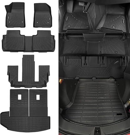 Naibeve Floor Mats for Cadillac XT6 2020-2026 6 Seats Bucket Seats-All Weather for Cadillac XT6 Floor Mats Liners & Cargo Liner & Backrest Mats Waterproof Interior Accessories