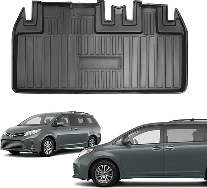Compatible for 2011-2020 Toyota Sienna Trunk Mat 7 or 8 Seater All Weather TPE Cargo Mat for Toyota Sienna 2013-2020 Accessories (3rd Row Seat Non-Power Folding)