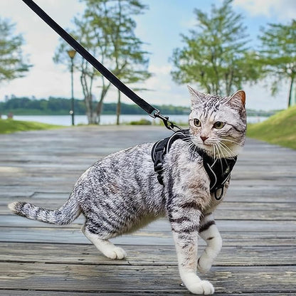 Cat Harness and Leash Set Escape Proof Tactical Small Kitten Harness Emotional Support Cat Vest, Black, S