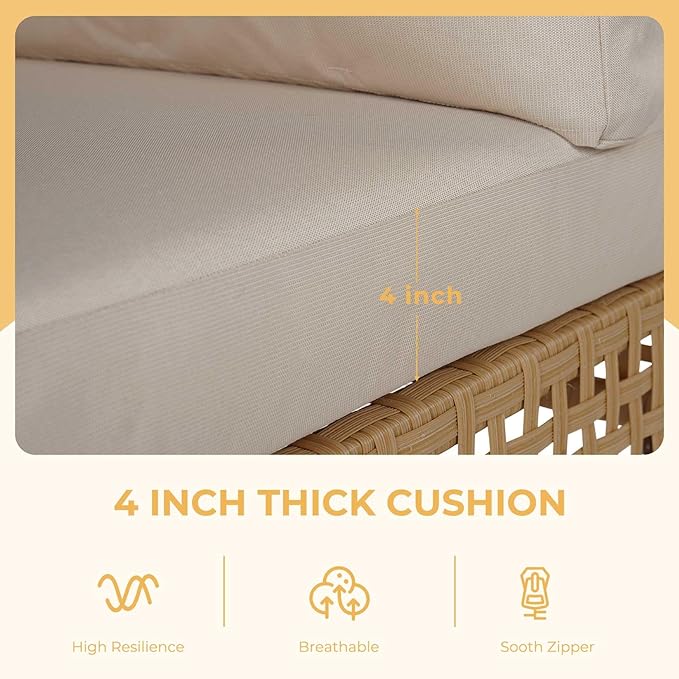 Grand patio 10-Piece Wicker Patio Furniture Set with Lift Top Coffee Storage Table, Outdoor Conversation Set Sectional Sofa with Water Resistant Thick Cushions, Cream