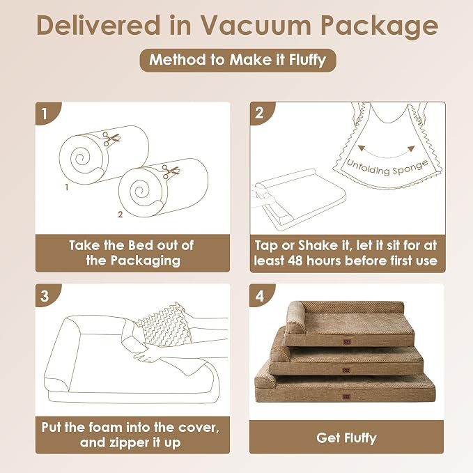 EHEYCIGA Orthopedic Dog Bed Medium Size Dogs, Memory Foam Dog Bed with Washable Removable Cover, Waterproof Pet Sofa Couch for Crate with Nonskid Bottom, 30x20x6, Camel | Small Dog Sofa with Washable Removable Cover, Waterproof Pet Couch for Crate with...