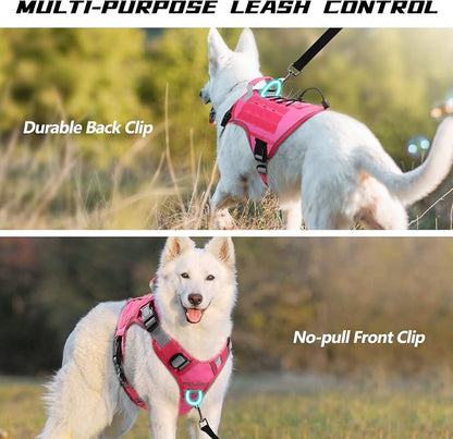 WINGOIN Pink Tactical Dog Harness for Large Dogs,No Pull Dog Harness | Heavy Duty with Handle,Adjustable Reflective,Military K9 Style,Big Size Pet Vest,for German Shepherd,for Walking Hunting