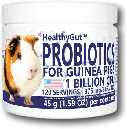 HealthyGut Probiotics for Guinea Pigs Dietary Supplement, All-Natural Digestive System Formula (120 Servings)