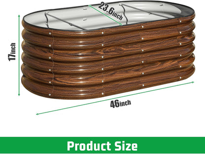 SnugNiture 3 Pcs 4x2x1.5ft Raised Garden Bed Outdoor, 17" Tall Galvanized Metal Planter Box, Raised Garden Bed Kit for Planting Vegetables Plants Fruits, Brown