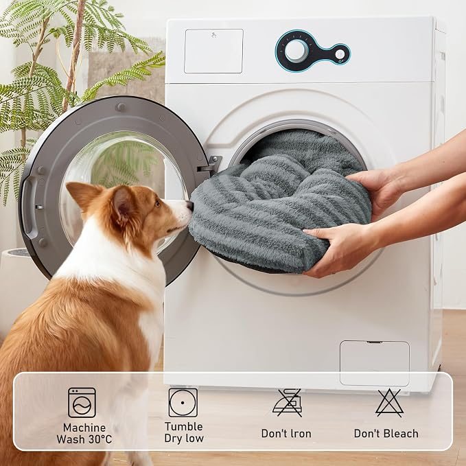 FURTIME Washable XL Dog Bed for Extra Large Dogs, Deluxe Dog Crate Beds | Comfy Fluffy Kennel Pad Anti-Slip Pet Sleeping Mat, Machine Washable Dogs Pillow, 40"x27"x3.5", Gray