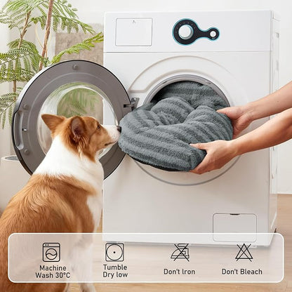 FURTIME Washable Small Dog Bed, Deluxe Dog Crate Beds | Comfy Fluffy Kennel Pad Anti-Slip Pet Sleeping Mat for Puppy/Cat, Machine Washable Dogs Pillow, 23"x18"x3", Gray