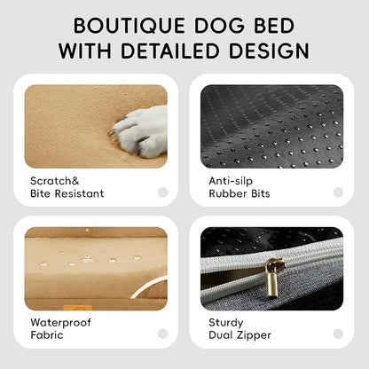 Homemate Dog Bed Large Sized Dog: 42"x30" Orthopedic Pet Bed with Toy | Large Dogs Bed with Non-Slip Botton & Removable Washable Cover Cat Bed Sofa XL Outdoor Crate Pad Couch Brown