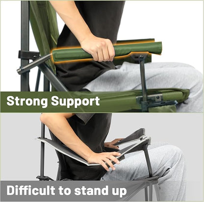 TIMBER RIDGE Oversized Folding Camping Chair High Back Heavy Duty for Adults Support up to 500lbs with Cup Holder, Side Pocket Cooler Bag 2 Pack