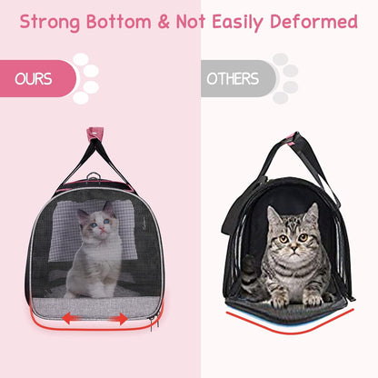 BurgeonNest Cat Carriers for Medium Puppy Under 25 lbs, Pet Carrier for Cats with Unique Side Bag,Top Load Small Pet Bag Soft-Sided Escape Proof with 4 Ventilated Windows