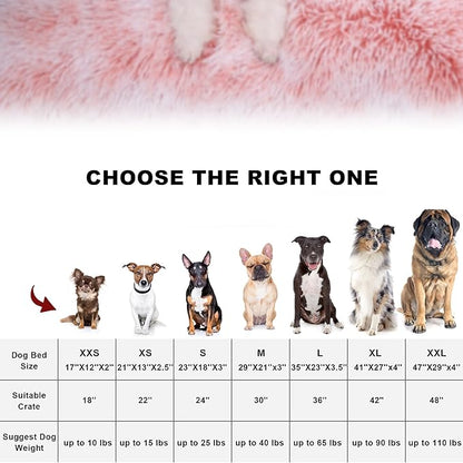 Bedfolks Plush Waterproof Dog Crate Bed with Removable Washable Cover,Faux Fur Kennel Pad for Medium Dogs,29"x21",Pink