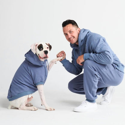 Spark Paws Dog Hoodie – Premium Dog Sweater for Small, Medium, and Large Dogs | Warm Outfits for French Bulldogs, Pitbull, Puppy, Winter Jacket Alternative - Slate Blue - M