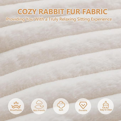 Giant Bean Bag Lounger Sofa with Pillow, Large Beanbag Chair for Adults, Oversized Comfy Beanbag Lazy Floor Sofa, Bean Bag Couch with Memory Foam Filled for Living Room, Bedroom, White