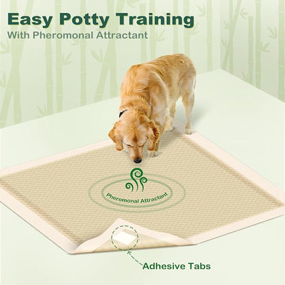 MIZOK Bamboo Dog Pee Pads Highly Absorbent No Leak Extra Large 28x34in 50Ct | Highly Absorbent Bamboo Pads Neutralize Odors Quickly and Leak Proof Bottoms Protect Your Floors for Potty Training