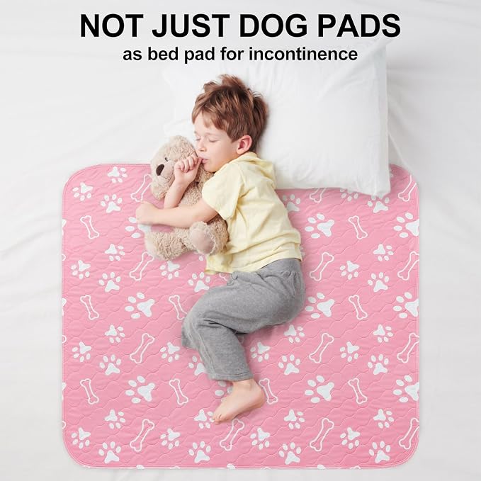 BEAUTYZOO 2 Pack Washable Pee Pads for Dogs,Reusable Puppy Pads 18x24 Pink | Waterproof Super Absorbent,Non Slip and Leak-Proof Against Urine,Whelping Pads Mats for Puppy Potty Training,Playpen,Crate