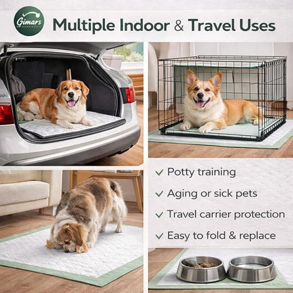 Gimars 4XL 36"x36" Thicken Heavy Absorbency Dog Pee Pad Extra Large- Jumbo Disposable Polymer Quick Dry No Leaking Pee Pads for Dogs, Cats, Rabbits Pets 45 Counts - Green