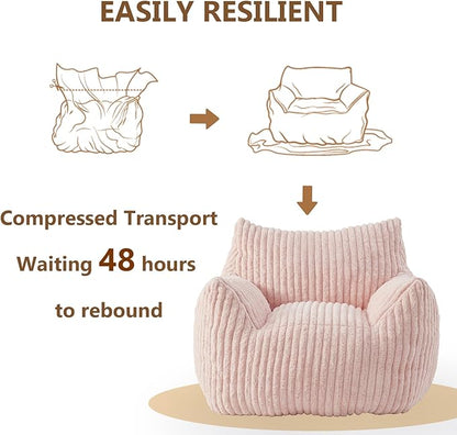Achicsofar Giant Bean Bag Chairs for Adults Teens, Large Bean Bag Sofa Chairs with Filling Comfy Fuzzy BeanBag Chair with Armrests for Bedroom Living Room Reading
