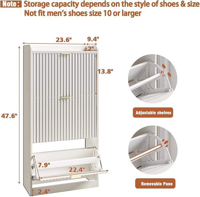 CHUWELL Fluted Shoe Cabinet Storage