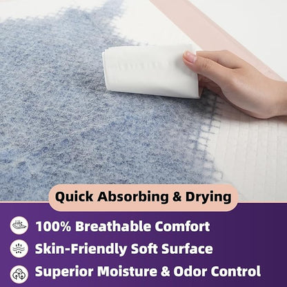 MKISS 30" x 36" Disposable Bed Pads [50 Counts], Heavy Absorbency Underpad | Super Absorbent, Extra Large, Leakproof & Waterproof Protection, Dry Quickly, Soft Fabric Surface