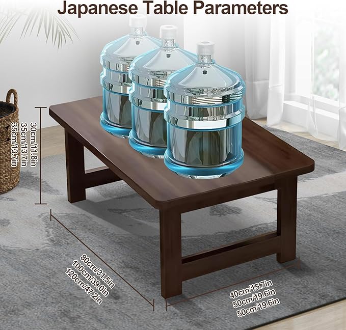 robwibw Japanese Floor Sitting Table, Folding Wood Tea Table Chabudai Japanese Coffee Table Low Table for Living Room Home Tatami Office (A 47.2 * 19.6 * 13.7 INCH)