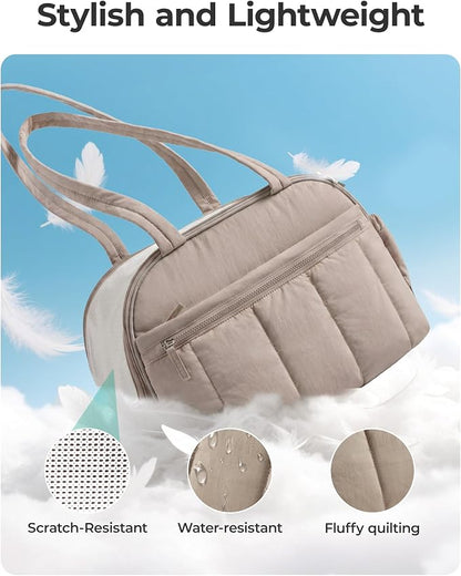 BAGSMART Dog Purse Carrier for Small Dogs Up to 13lbs Puppy Travel Tote Bag | Quilted Puffy Soft Sided Pet Handbag with Pockets, Collapsible Lightweight Portable Carrying with Safety Tether & Mat, Grey