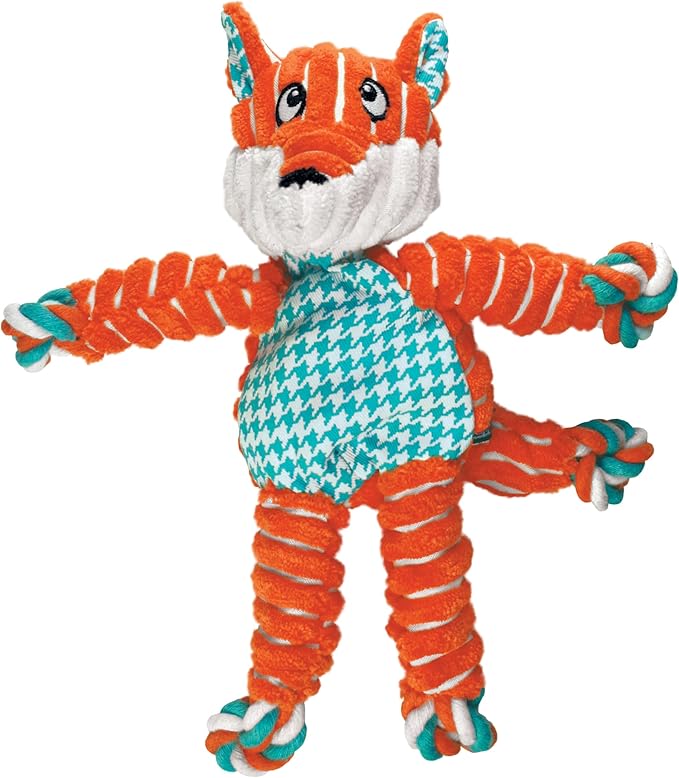 KONG Floppy Knots - Knotted Rope Dog Toy Entices Play - Tug Toy Satisfies Natural Instincts - Dog Supplies with Floppy Design & Minimal Stuffing - Fox, for Medium/Large Dogs
