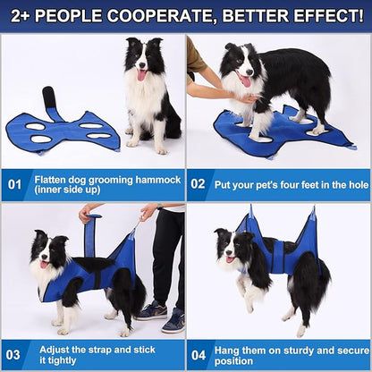 Dog Grooming Hammock XL Size Hanging Harness for Nail Clipping/Trimming, Dog Hammock for Nail Trim with Clipper, Groomin Sling Holder Hanger Wide Strap Sewed