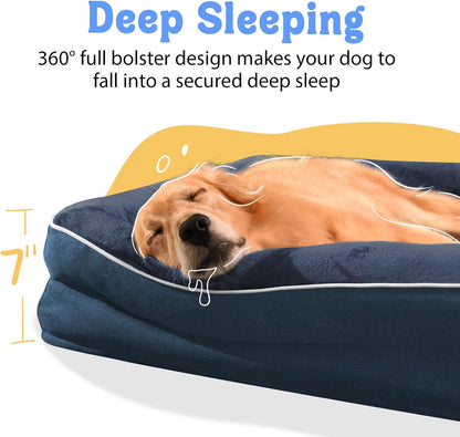 Removable Orthopedic Large Dog Bed -XL Large Dog Beds with Washable Cover and Removable Bolsters Non-Slip Bottom & Waterproof Pet Bed Sofa for Big Size Dogs