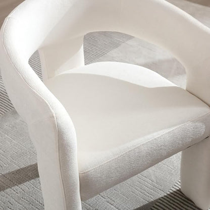 DAYALANE Modern Barrel Dining Chair, Upholstered Accent Kitchen Chair with Arms Comfy Chenille Side Chair for Living Room/Home Office/Reception, Beige Chenille