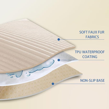 HAOMAIJIA Waterproof Couch Cover for Dogs Washable,Faux Fur Pet Couch Covers for Sofa,Soft Dog Bed Cover Non-Slip Couch Covers for 3 Cushion Couch Sofa Pet Friendly (Off White, 35" x 95" 1 Pack)