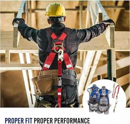 Fall Protection Hammerhead Kit I 5pt Safety Harness, 6' Double Leg Lanyard, 18" D-Ring Extender (Blue - SM)