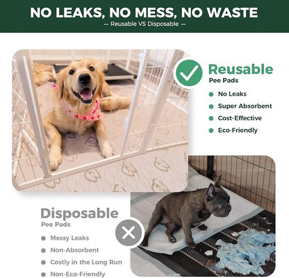 FXW Washable Pee Pads for Dogs, Super Absorbent, 47" Round, 2 Packs | Machine washable, Non-slip backing