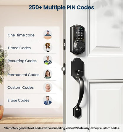 Veise VE06-H Smart Front Door Lock Set, App Control, Keyless Entry Deadbolt
