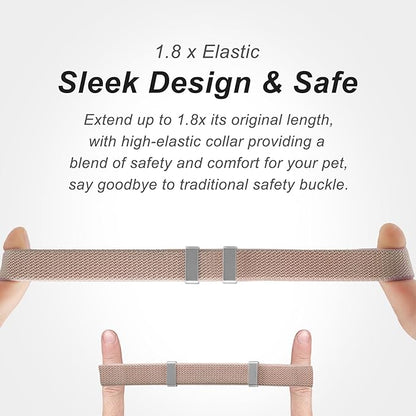 AirTag Cat Collar,Ultra Elastic Cat Tracker Collar with Apple Air Tag Holder, [Lightweight][Scratch Resistant] Stepless Adjustable GPS Pet Collar for Cats Kittens (Khaki)