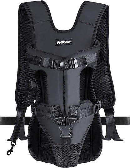 PetBonus Pet Front Dog Carrier Backpacks, Adjustable Pet Backpack, Legs Out Easy-fit Puppy Chest Carrier for Medium Small Dogs, Hands Free for Hiking, Cycling (Black, M) | Hands Free, Adjustable, Safety Strap, Walking Hiking Cycling Motorcycle bag, For...