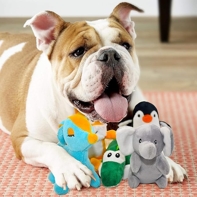 SHARLOVY Dog Squeaky Toys for Small Dogs,Stuffed Animal Puppy Toy,Cute Puppy Chew Toy for Dog Teething, for Small to Medium Dogs,Soft Plush Pet Toys Pack 12 in Gift Box