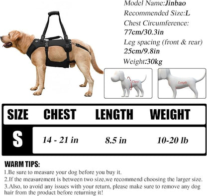 COODEO Dog Lift Harness for Large Dogs, Full Body Support Mobility Aid for Senior Dogs, Adjustable Help for Weak Hind Legs, Arthritis, Stairs & Cars(Black,S)