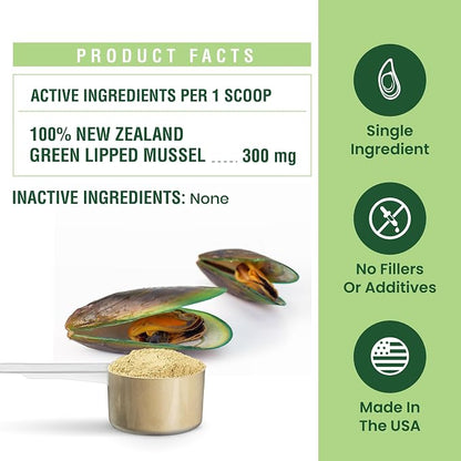Green Lipped Mussel Powder for Dogs & Cats - 100% New Zealand Green Lipped Mussels - Natural Hip & Joint Supplement for Joints, Tendons, Ligaments, Muscles - 800 Grams - Up to 2,665 Servings