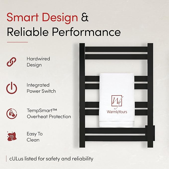 WarmlyYours Heated Towel Warmer Rack, Integrated On/Off Switch