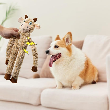 No Stuffing Dog Toys for Large Dogs, 5 Pack Squeaky Crinkle Interactive Dog Animals, Plush Teething Toys to Keep Them Busy, Cute Funny Dogs Gifts for Small Medium Large Breed