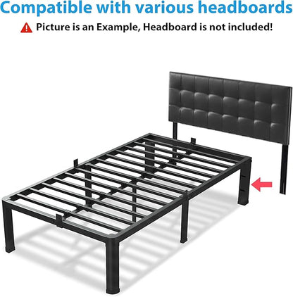 18 Inch Twin XL Bed Frame, 3500Lbs Heavy Duty Metal Platform with Round Corner Legs Mattress Slide Stopper, Steel Slat Support No Box Spring Needed, Noise Free, Non-Slip, Easy Assembly