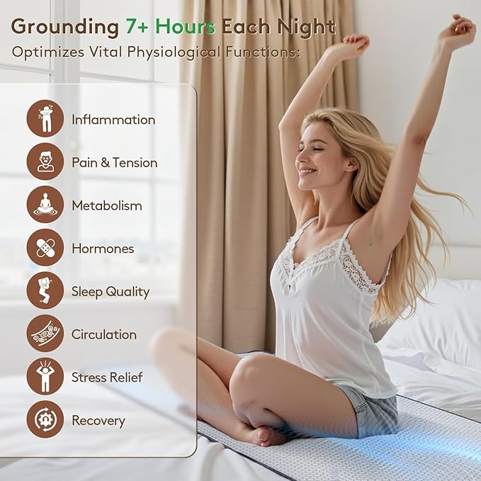 XKETA Graphene Grounding Mat for Bed: Indoor Earth Therapy for Better Sleep & Energy Boost – Conductive Sleep Pad with Grounded Benefits – Wellness Gift Kit for Women (King)