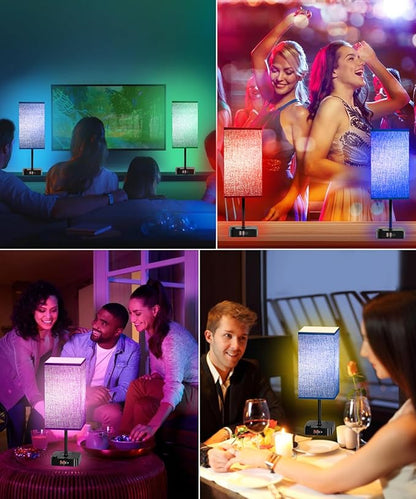 Smart Mood Lighting RGB Color Changing Desk Lamp w/16 Million Hues,Stepless Dimmable Warm-Cool White + Music Sync | Touch & App Control Bedside Nightstand Light for Gaming,Home Office,Bedtime Routines