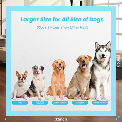 Puppy Pee Pads for Dogs - 32"x36" Extra Large, 60 Count, Leak-Proof & Super Absorbent, Thicken Disposable Potty Pads for Puppy & Cat Training